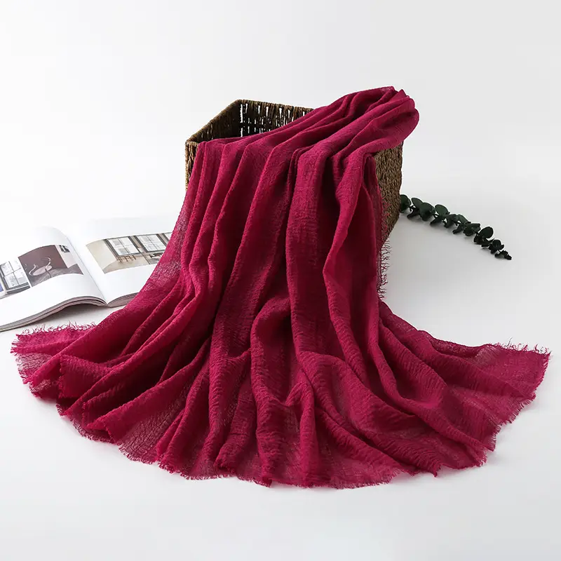 Navy Blue Wrinkled Muslim Scarf for Women - Image 6