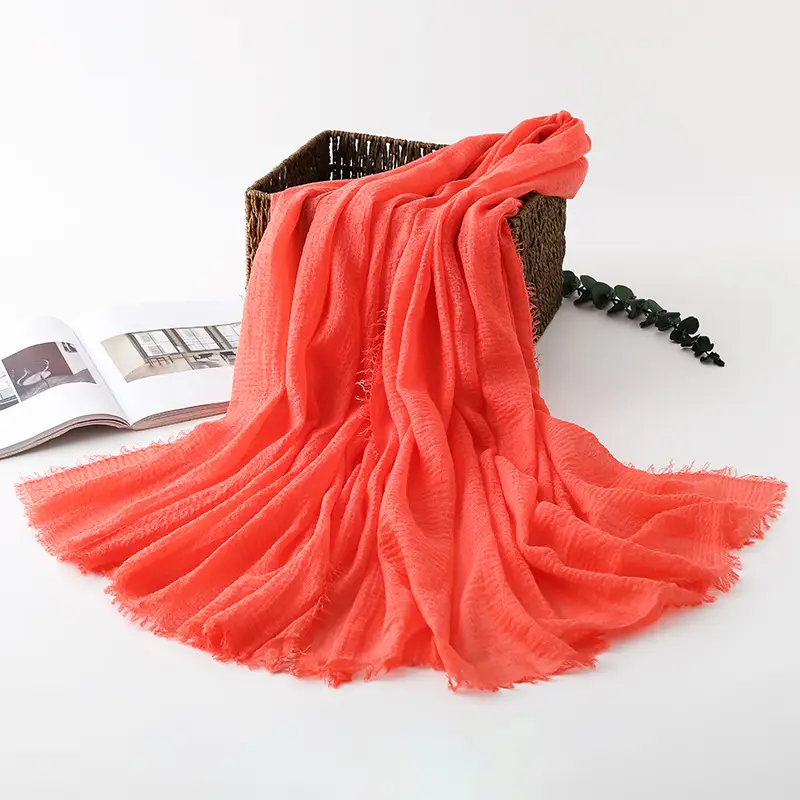 Navy Blue Wrinkled Muslim Scarf for Women - Image 7