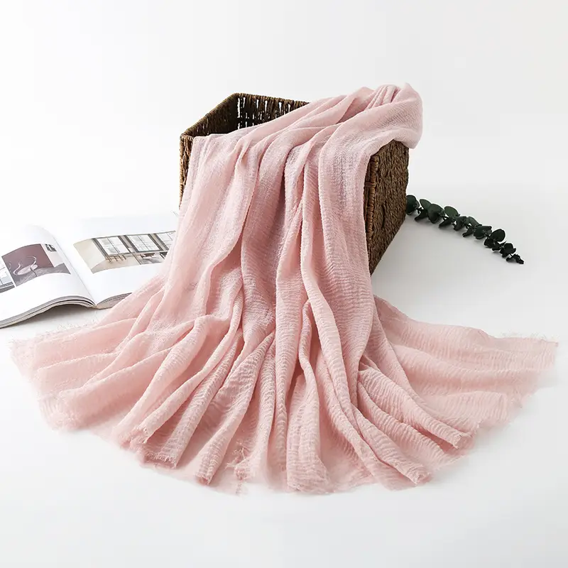 Navy Blue Wrinkled Muslim Scarf for Women - Image 9