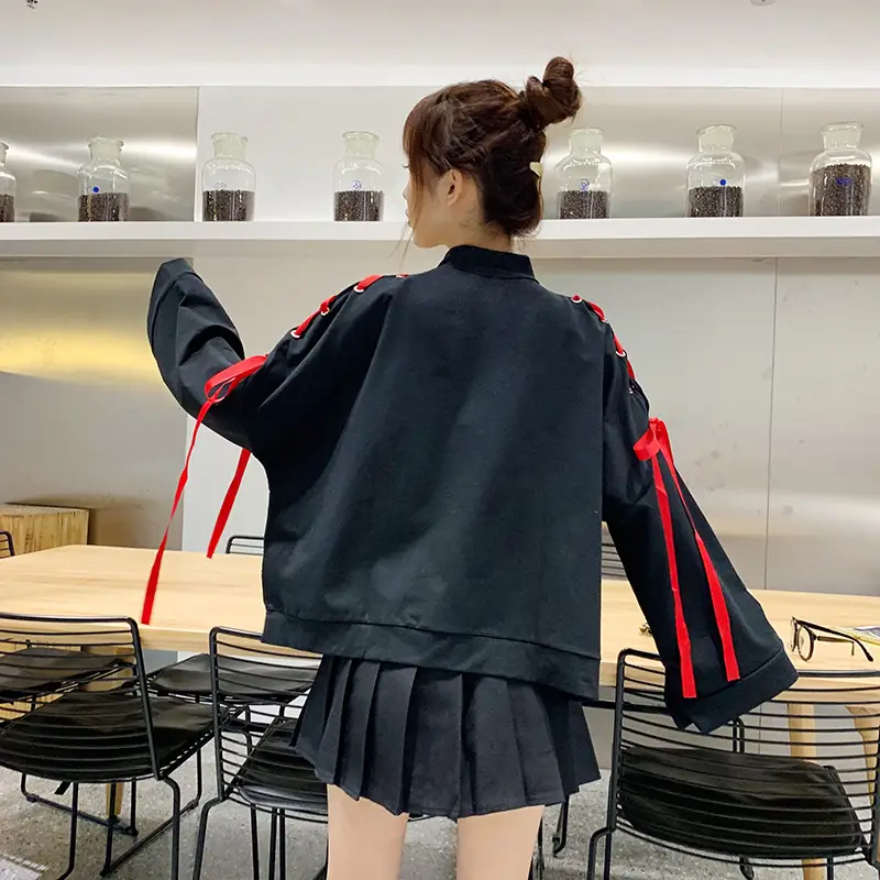 Japanese Style Black Cardboard Sweatshirt Set for Girls — feature 10