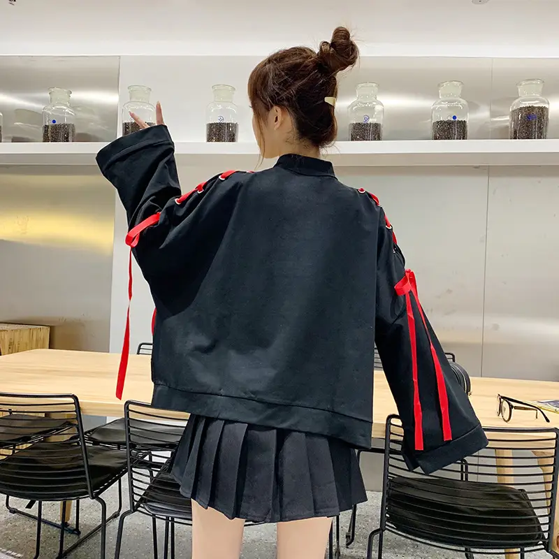 Japanese Style Black Cardboard Sweatshirt Set for Girls — feature 11