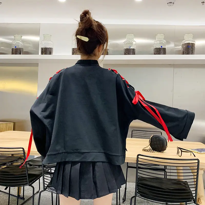 Japanese Style Black Cardboard Sweatshirt Set for Girls — feature 12