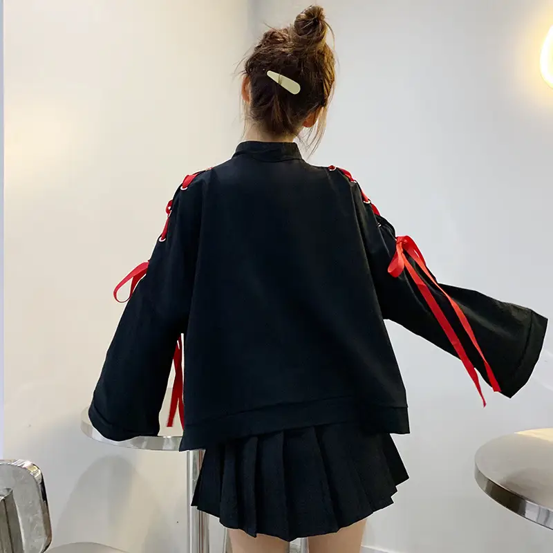 Japanese Style Black Cardboard Sweatshirt Set for Girls — feature 20