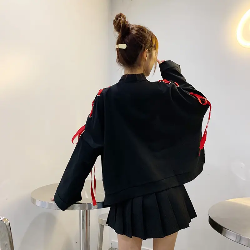 Japanese Style Black Cardboard Sweatshirt Set for Girls — feature 21