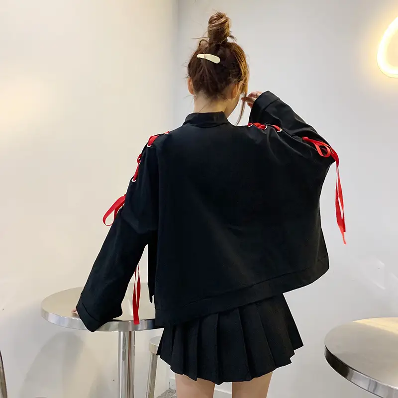 Japanese Style Black Cardboard Sweatshirt Set for Girls — feature 22
