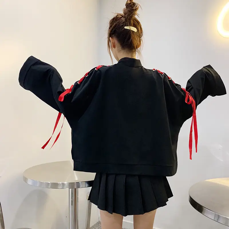 Japanese Style Black Cardboard Sweatshirt Set for Girls — feature 23