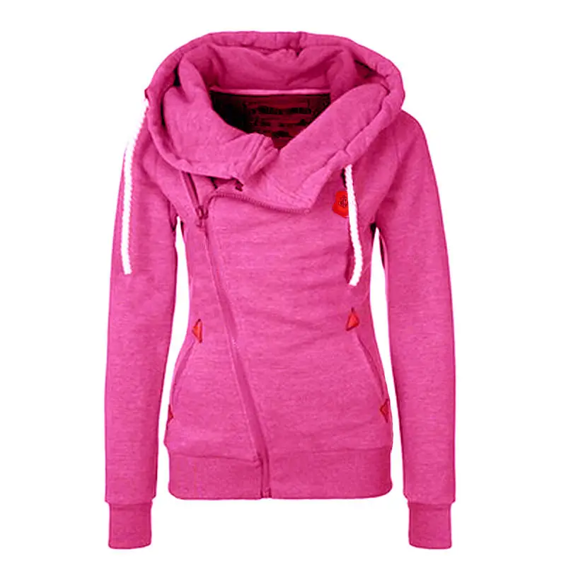 Women's Blue Zipper Hooded Sweatshirt with Logo - Image 9