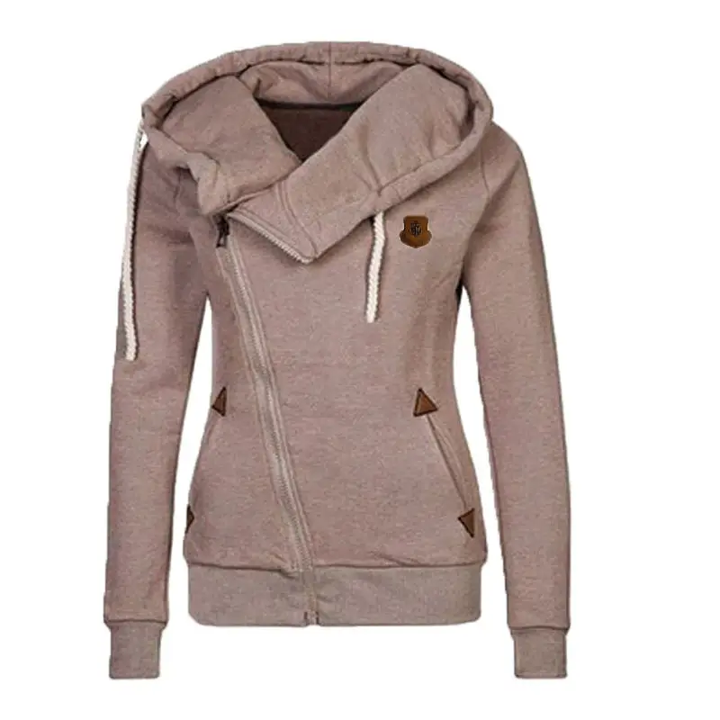Women's Blue Zipper Hooded Sweatshirt with Logo - Image 10