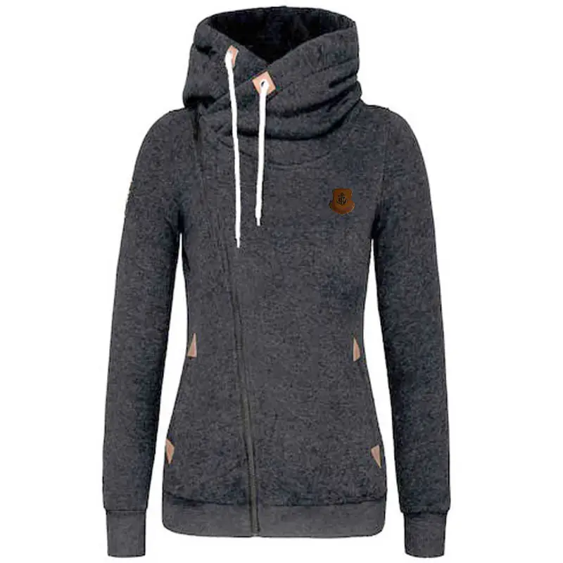 Women's Blue Zipper Hooded Sweatshirt with Logo — feature 25