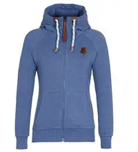Women's Blue Zipper Hooded Sweatshirt with Logo — feature 26