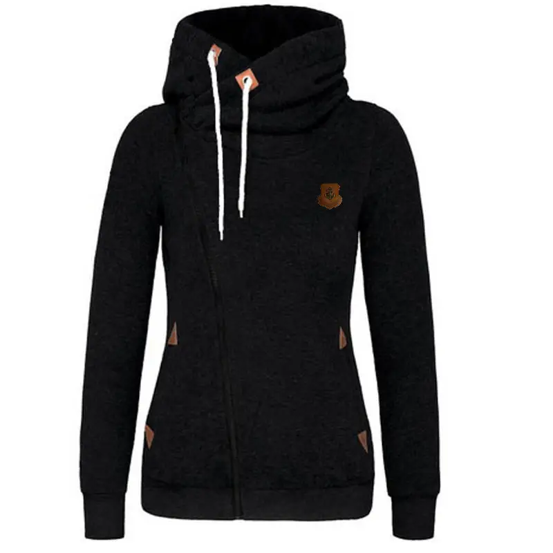 Women's Blue Zipper Hooded Sweatshirt with Logo — feature 27