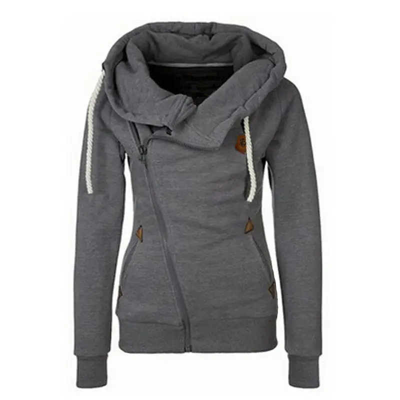 Women's Blue Zipper Hooded Sweatshirt with Logo - Image 4