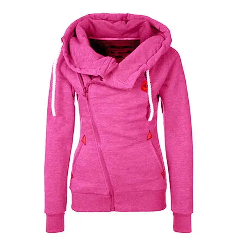 Women's Blue Zipper Hooded Sweatshirt with Logo - Image 6