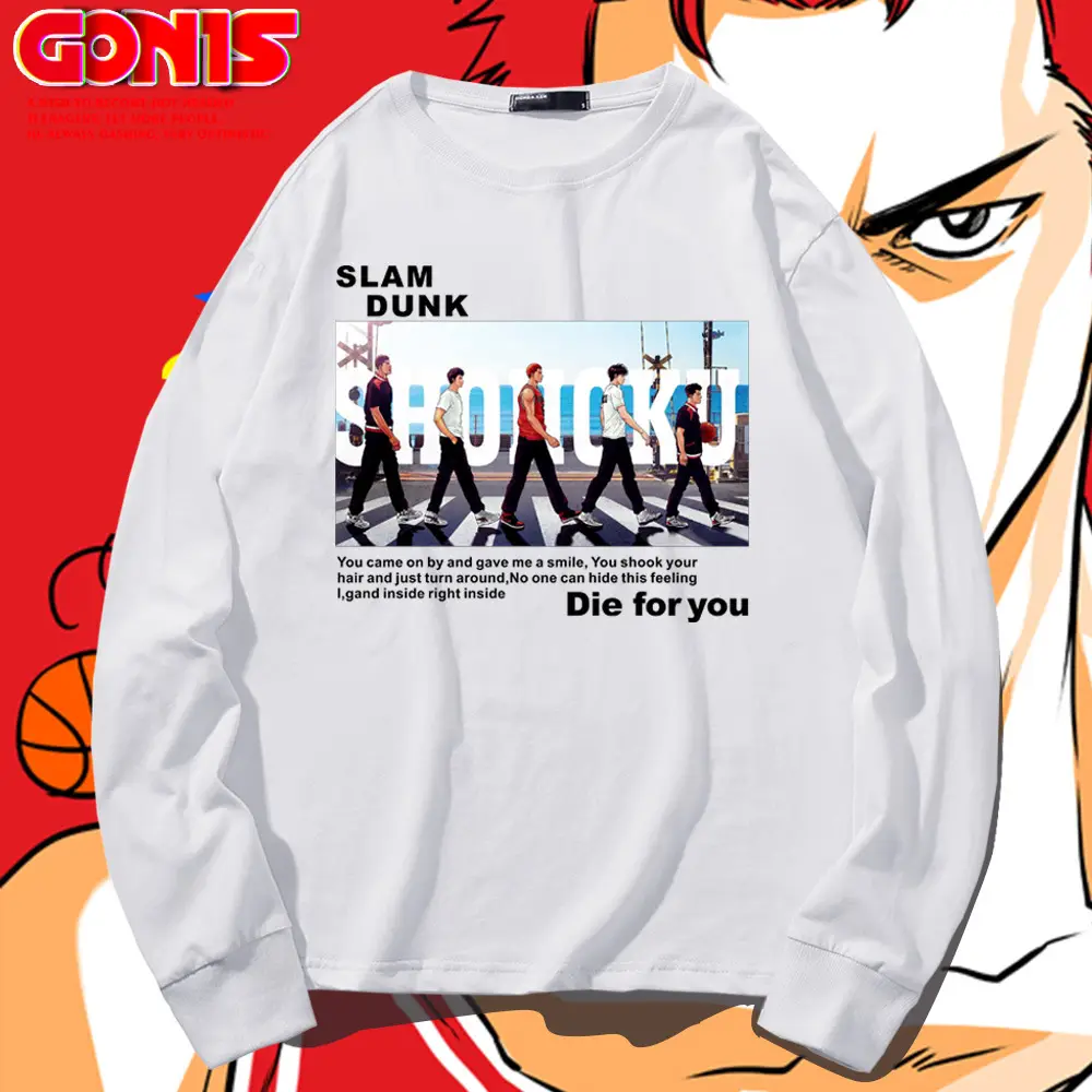 Men's Red Slam Dunk Long Sleeve T-Shirt Pure Cotton - Image 11