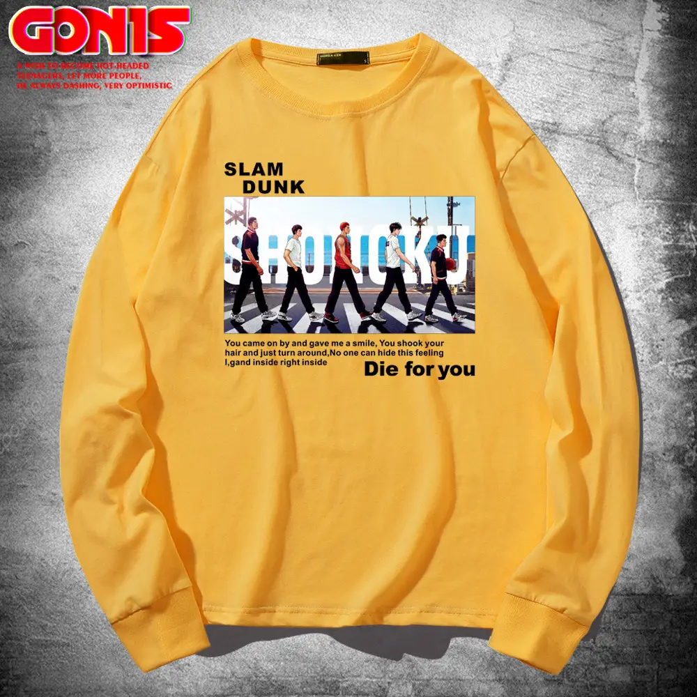 Men's Red Slam Dunk Long Sleeve T-Shirt Pure Cotton - Image 12