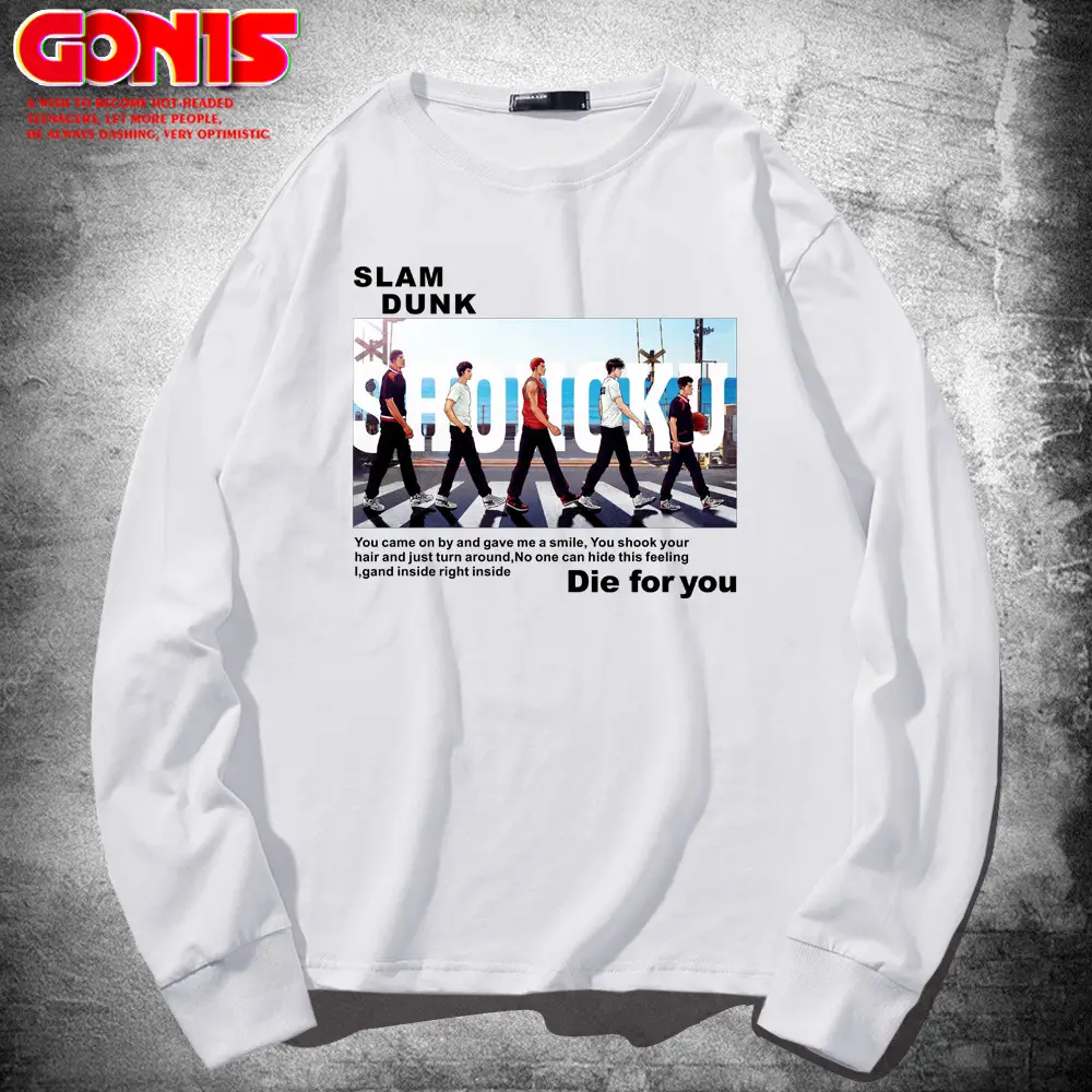 Men's Red Slam Dunk Long Sleeve T-Shirt Pure Cotton - Image 2