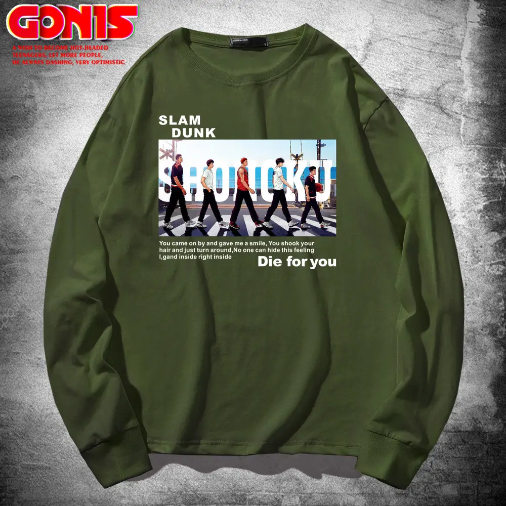 Men's Red Slam Dunk Long Sleeve T-Shirt Pure Cotton - Image 6