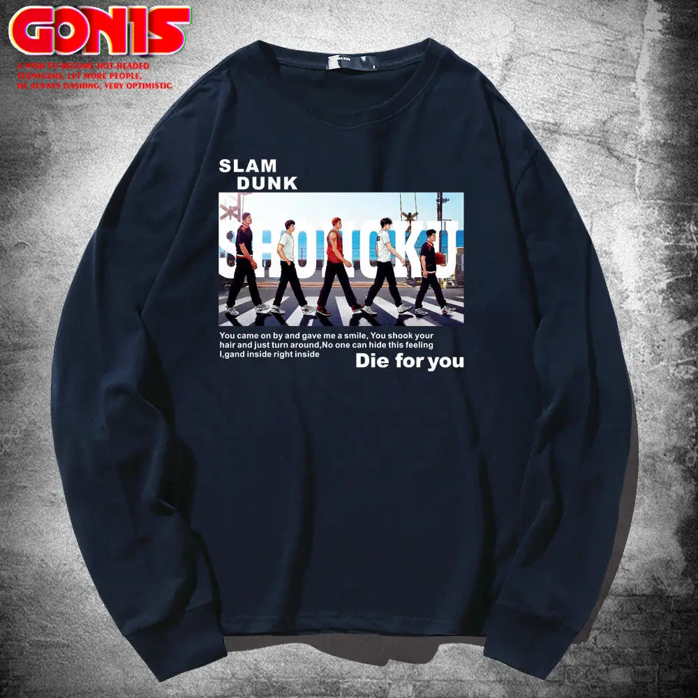 Men's Red Slam Dunk Long Sleeve T-Shirt Pure Cotton - Image 9