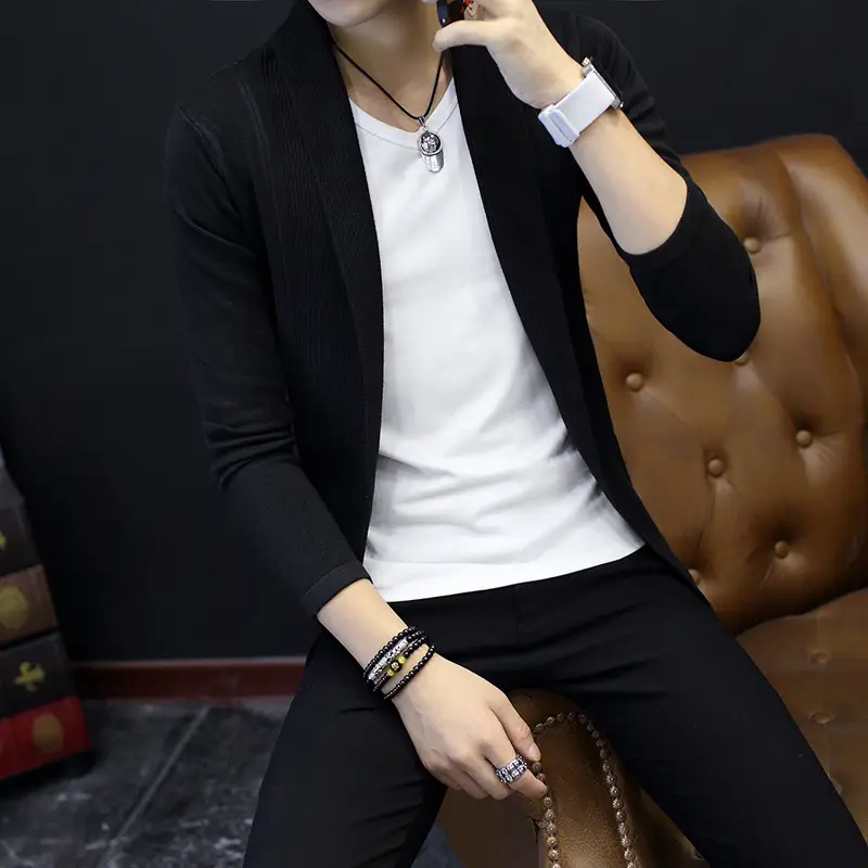 Men's Black Flap Pocket Knit Pants Set