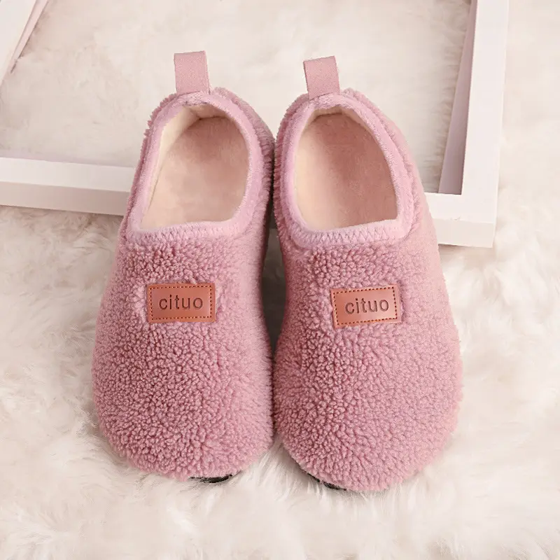 Winter Indoor Floor Shoes Fleece-lined Padded Cotton Shoes Non-slip Soft-soled Men's and Women's Indoor Home Shoes Lamb Fleece Shoes - Image 8