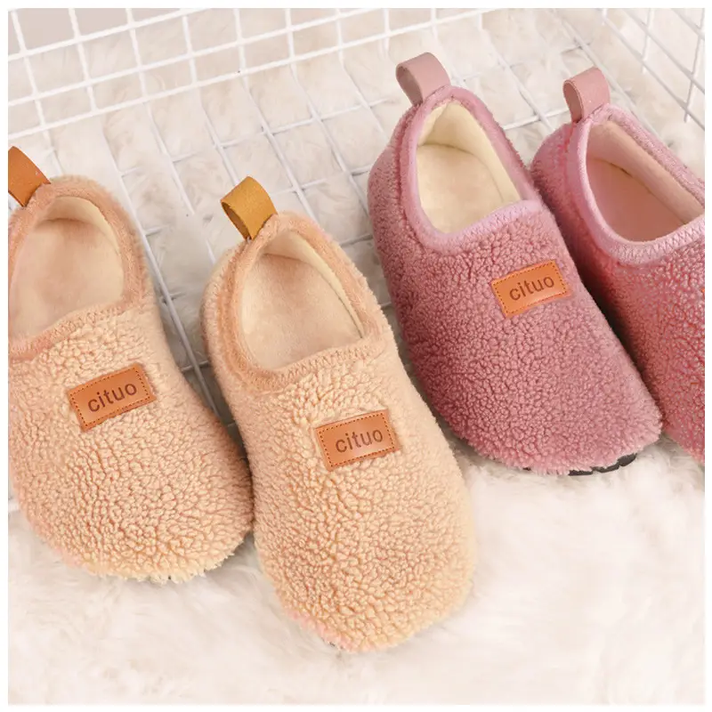 Winter Indoor Floor Shoes Fleece-lined Padded Cotton Shoes Non-slip Soft-soled Men's and Women's Indoor Home Shoes Lamb Fleece Shoes - Image 9