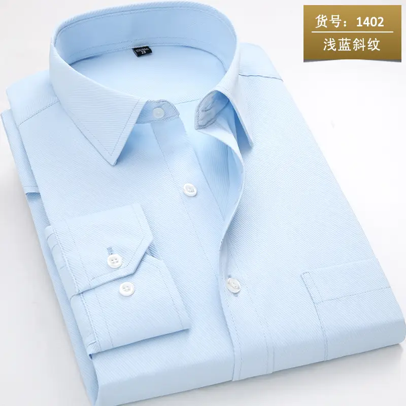 Men Slim Fit Light Blue Long Sleeve Shirt with Embroidery - Image 11