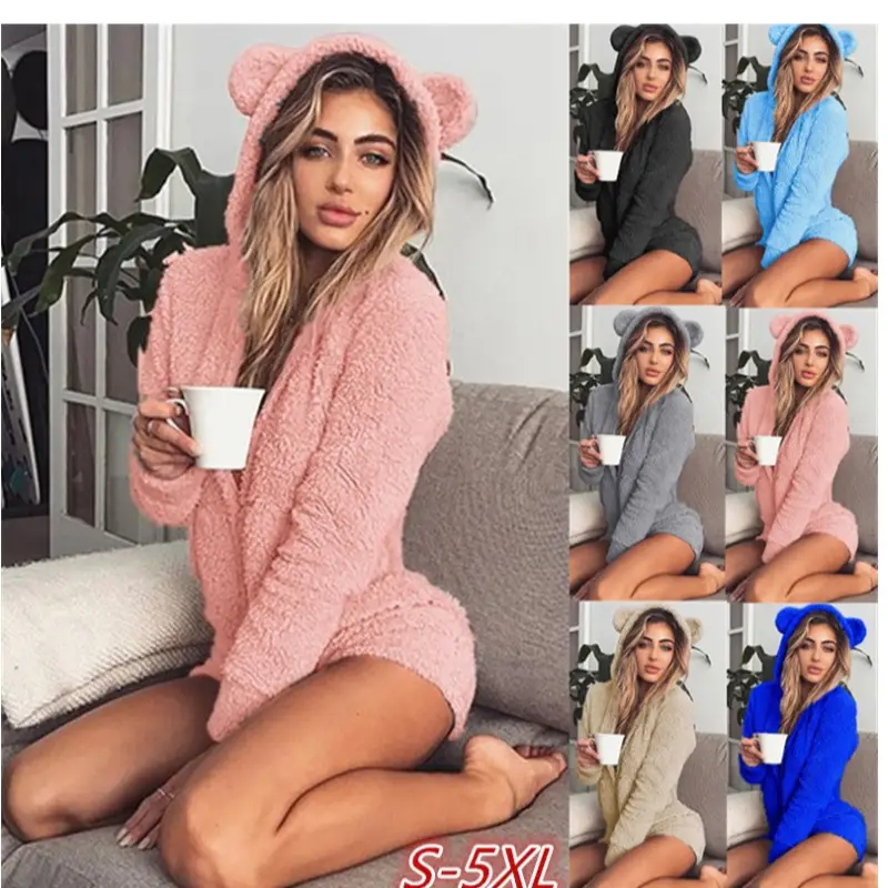 Hooded Plush Long Sleeve Red Suit for Women - Image 11