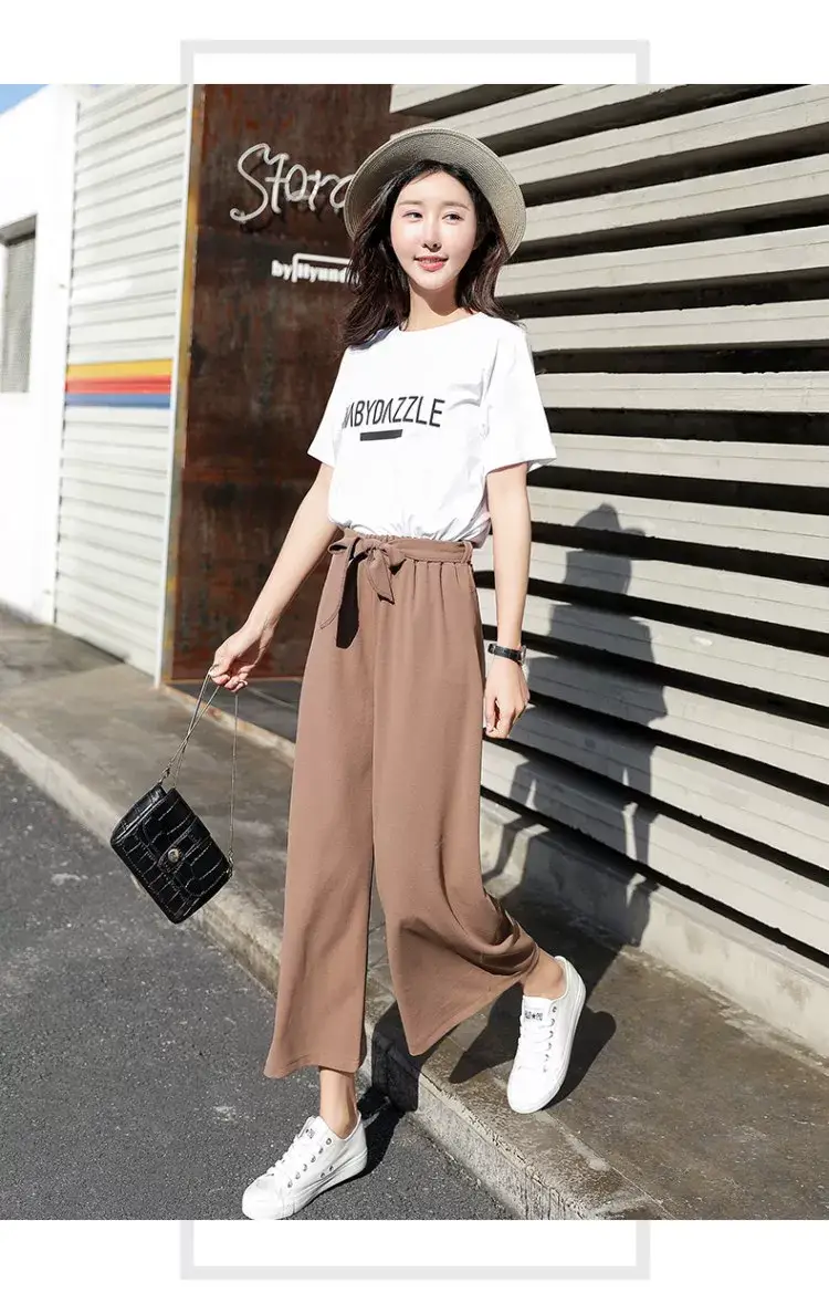 Women Wide Leg Pants Black Chiffon Summer Loose Fit — feature 15