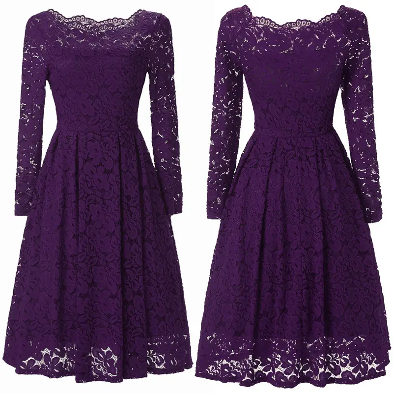 White Lace Off-Shoulder Dress for Women - Image 9