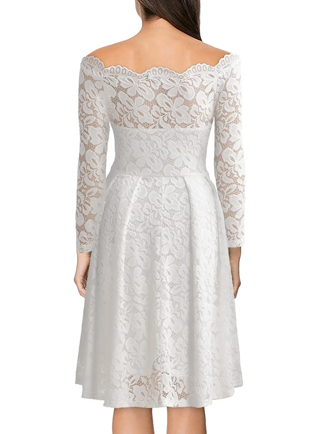 White Lace Off-Shoulder Dress for Women — feature 6
