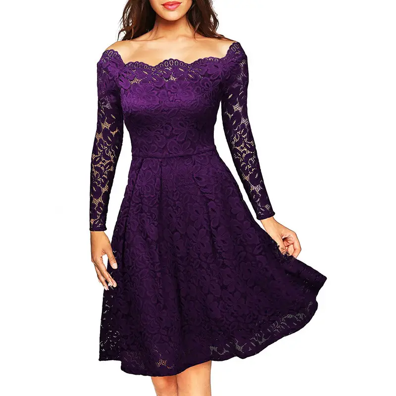 White Lace Off-Shoulder Dress for Women — feature 7