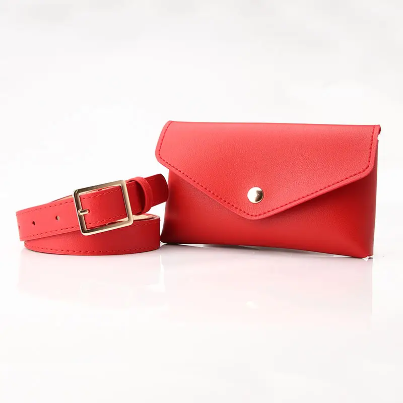 Red Women's Mini Belt with Wallet Set