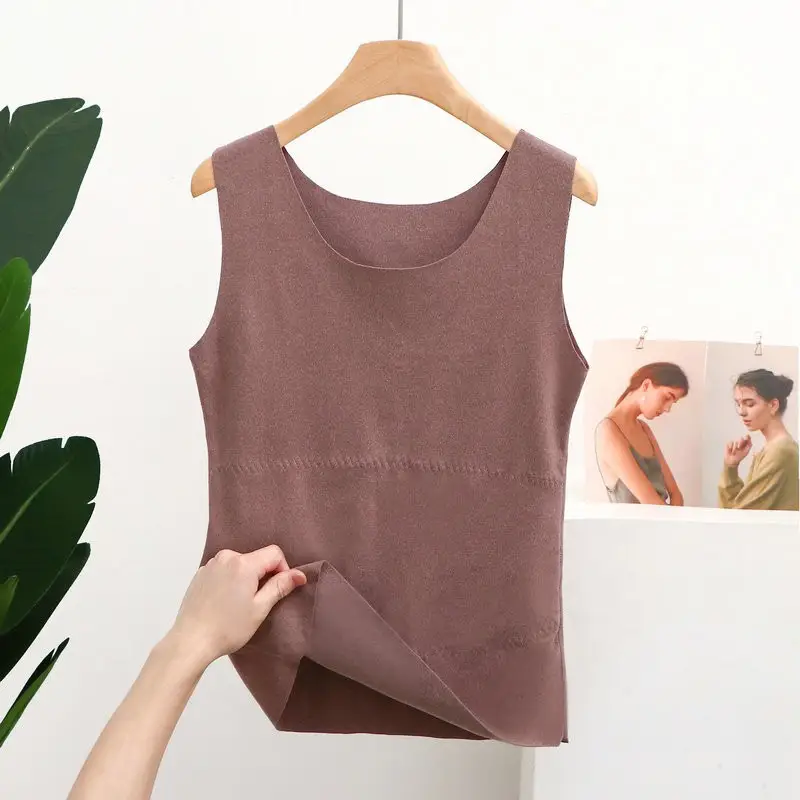 Women Velvet Heating Vest Sleeveless Brown - Image 13
