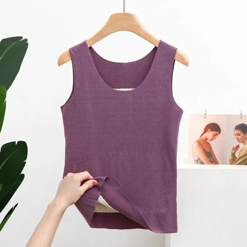 Women Velvet Heating Vest Sleeveless Brown - Image 10