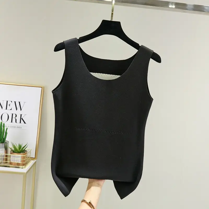Women Velvet Heating Vest Sleeveless Brown - Image 2