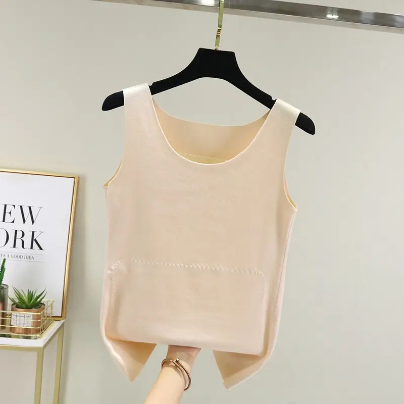 Women Velvet Heating Vest Sleeveless Brown - Image 3