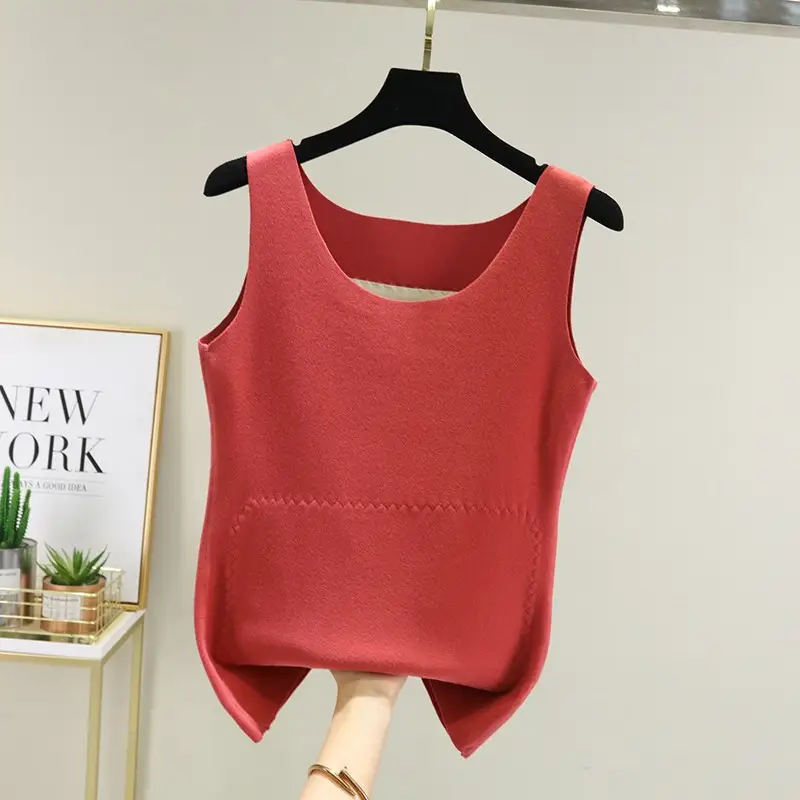 Women Velvet Heating Vest Sleeveless Brown - Image 4
