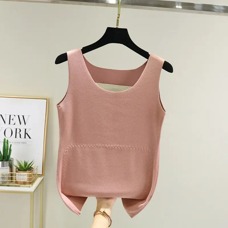 Women Velvet Heating Vest Sleeveless Brown - Image 5