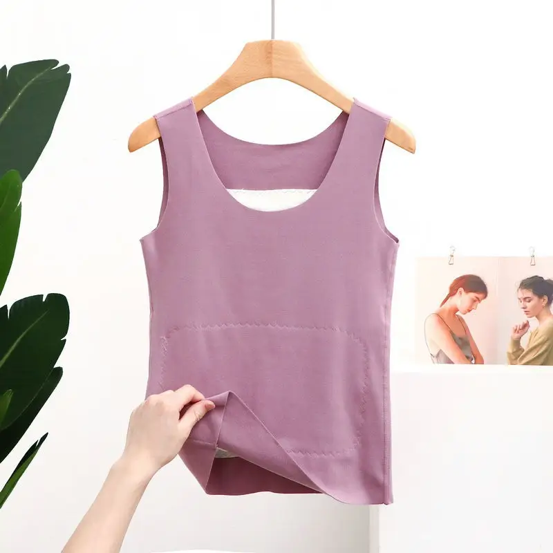 Women Velvet Heating Vest Sleeveless Brown - Image 6