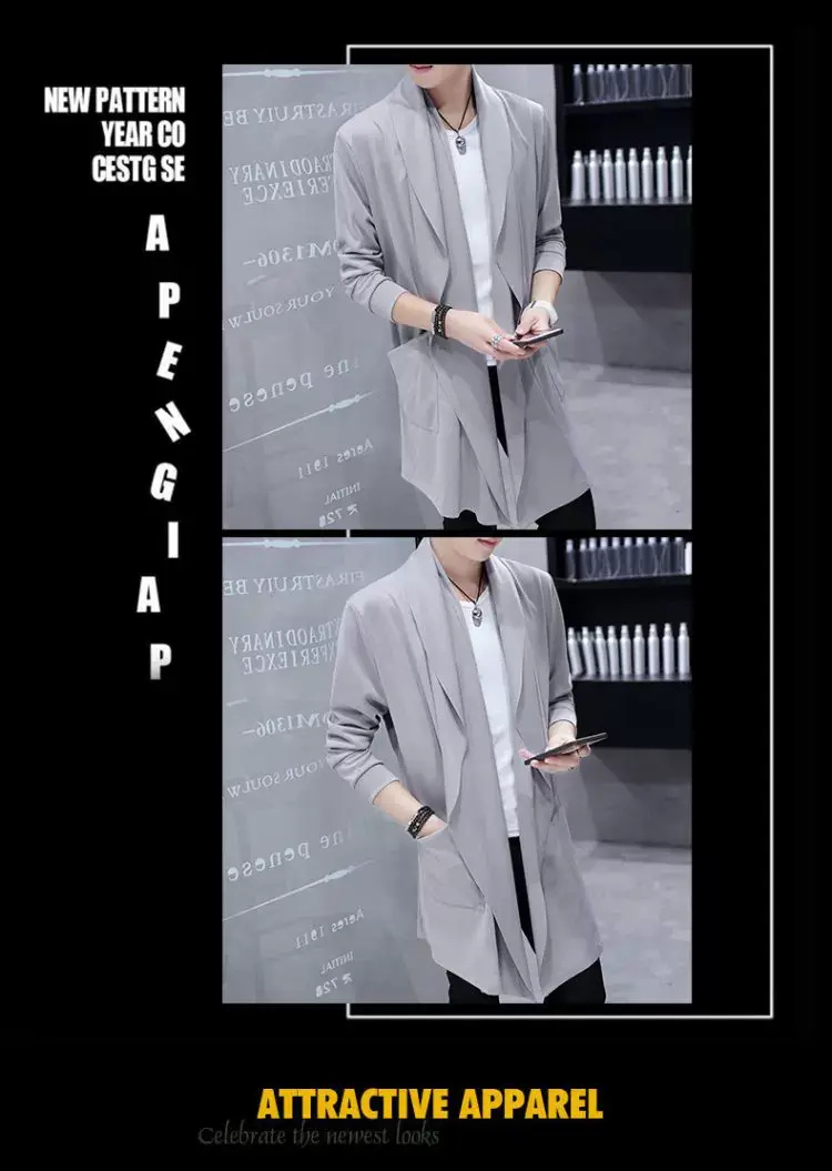 Men's Mid-Length Korean Style Windbreaker Coat — feature 10