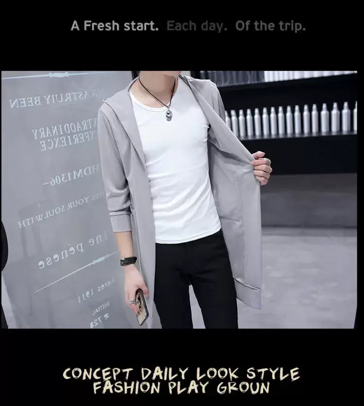 Men's Mid-Length Korean Style Windbreaker Coat — feature 23