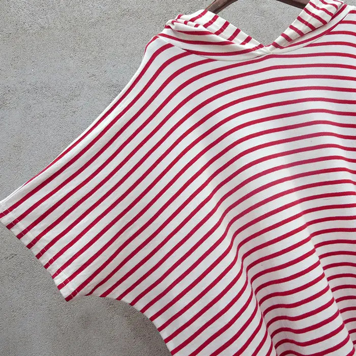 Women's Striped Hooded Beach Dress Plus Size Loose Sleeve