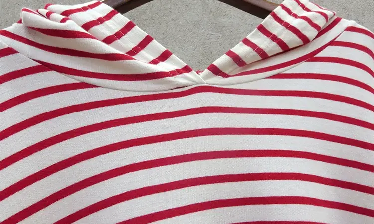 Women's Striped Hooded Beach Dress Plus Size Loose Sleeve — feature 24