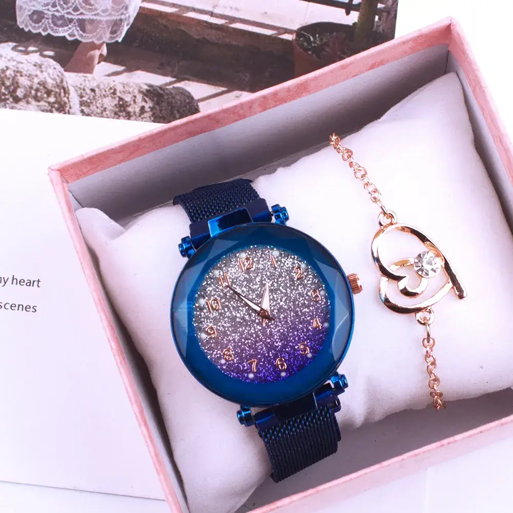 Rose Gold Sparkle Ladies Watch Set Two Piece - Image 2