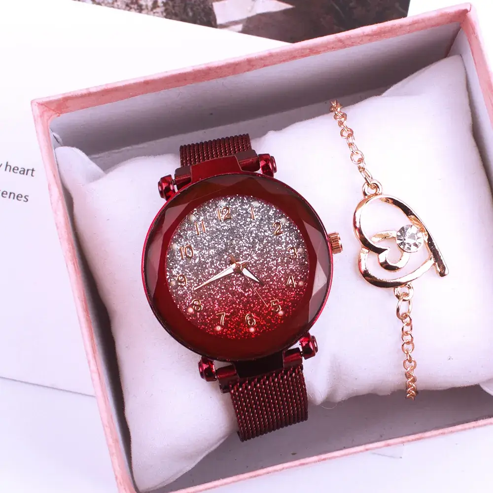 Rose Gold Sparkle Ladies Watch Set Two Piece - Image 3