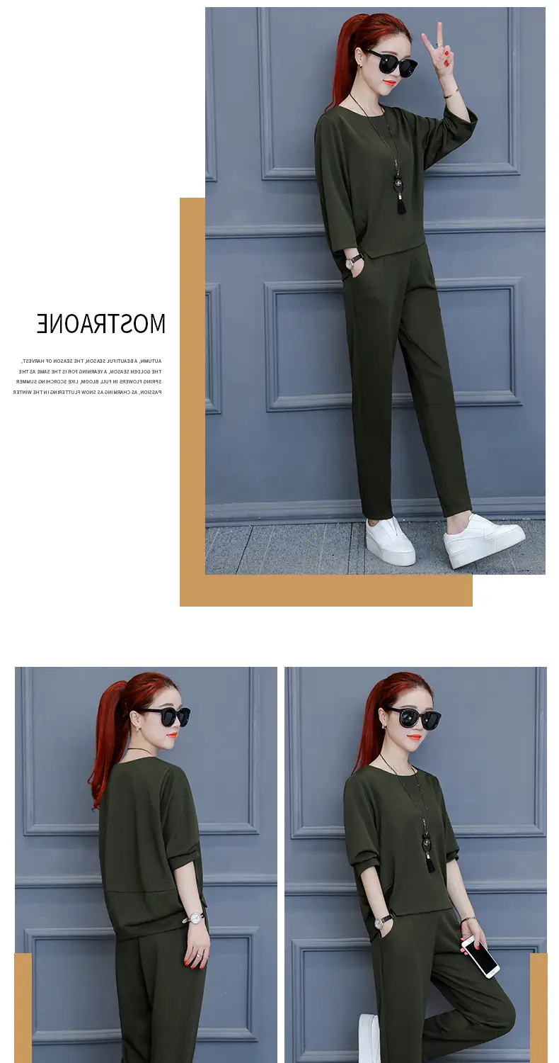 Women Olive Green Two-Piece Suit Summer Wear — feature 6