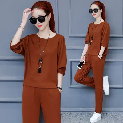 Women Olive Green Two-Piece Suit Summer Wear