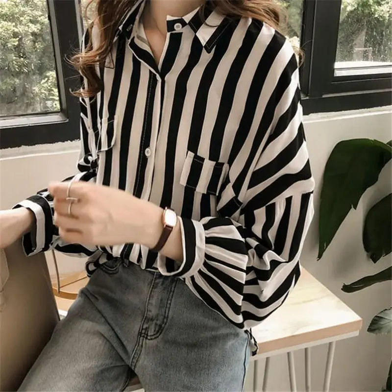 Women's 2023 Striped Long Sleeve Shirt Plus Size - Image 4