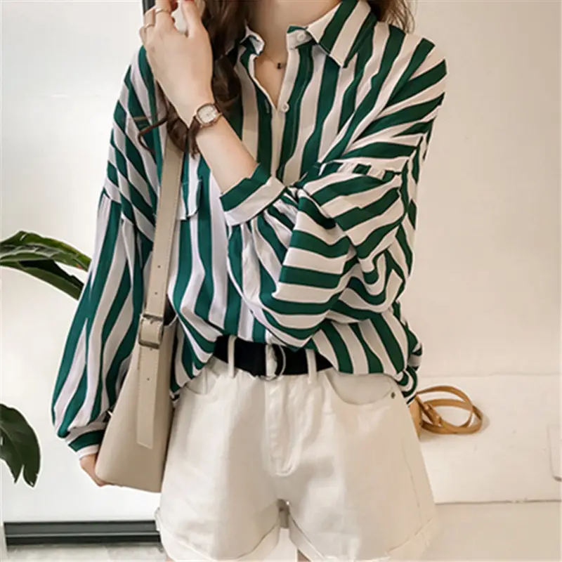 Women's 2023 Striped Long Sleeve Shirt Plus Size - Image 6