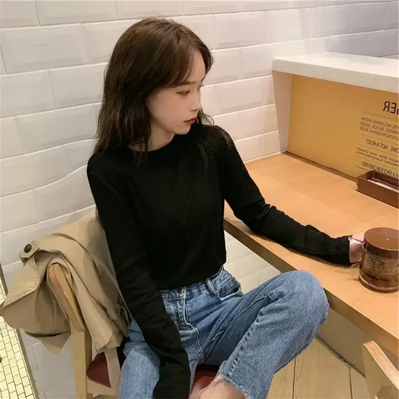 Women White Star Crop Top Long Sleeve T-Shirt - Image 3